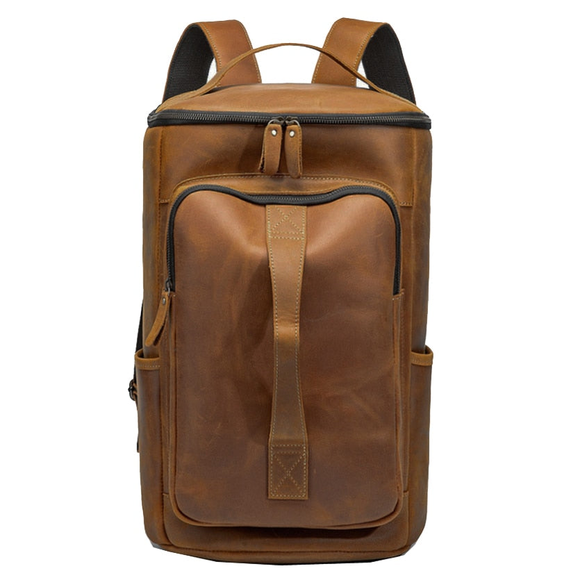 Men Backpack Men Thick Genuine Leather Backpacks Luxury Designer Casual
