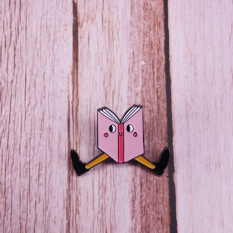 Cartoon book brooch cute book lovers badge