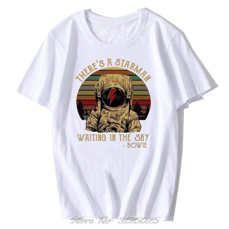 David Bowie There'S A Starman Waiting In The Sky Vintage Men'S T Shirt  Summer