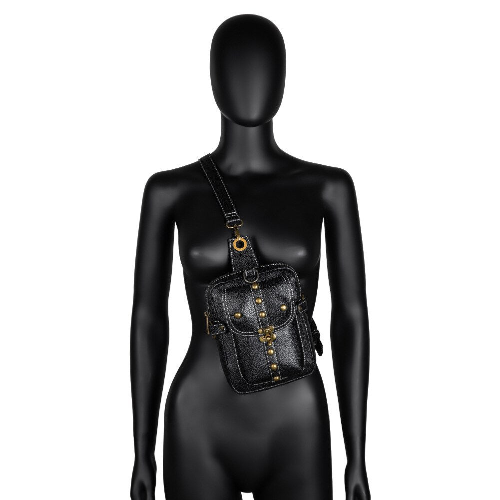 Steampunk Chest Bag for Male Hip Hop Motor Tactical Streetwear Waist Pack Men Ou