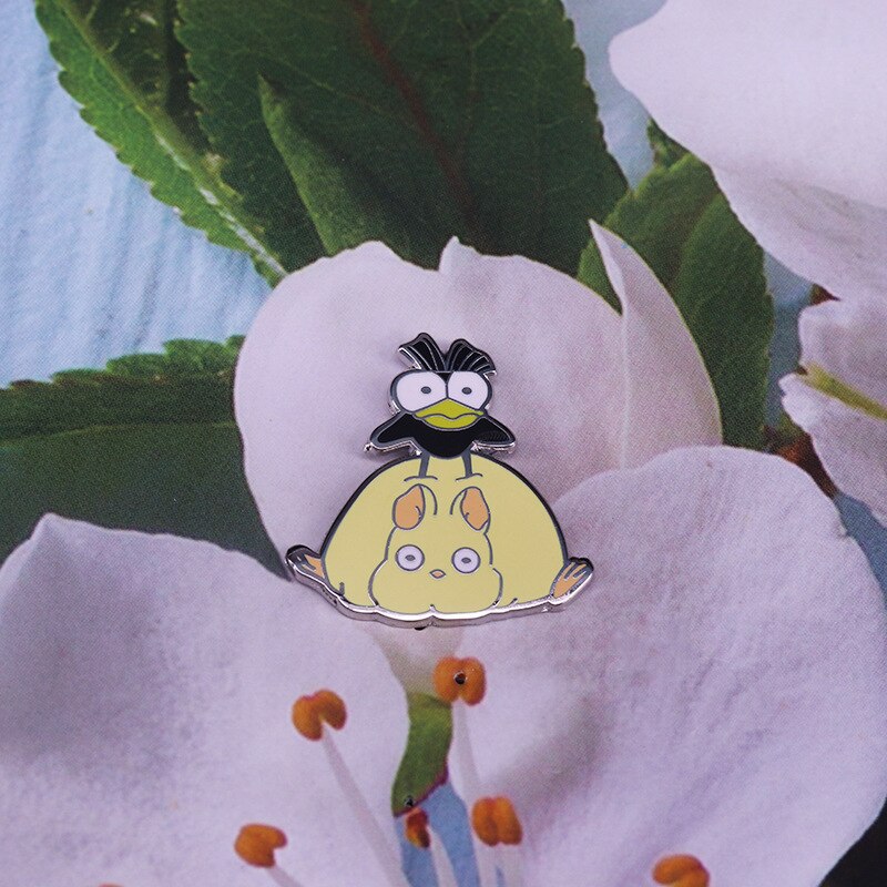Boh Mouse and Bird Brooch Fantasy Animation Badge Cute Animal Ornament Pin