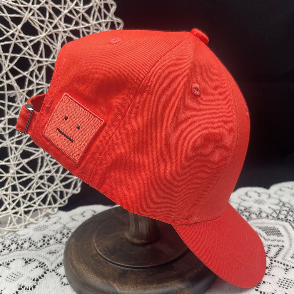 AC Studio Unisex Solid Color Smiley Baseball Cap Breathable Cotton Snapback Sun