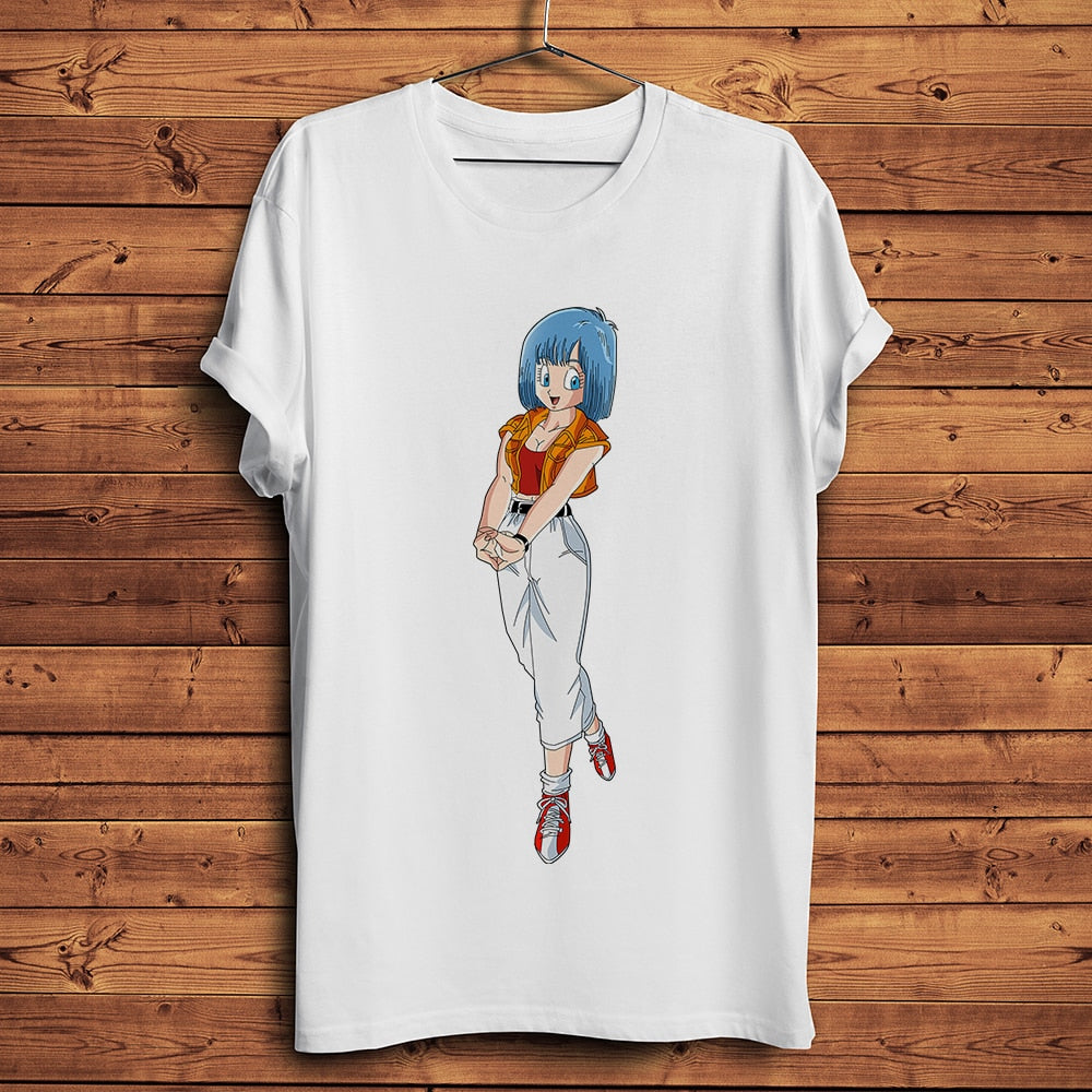 DBZ kawaii bulma funny anime tshirt men new White short sleeve homme casual t shirt unisex Japan manga dragon streetwear