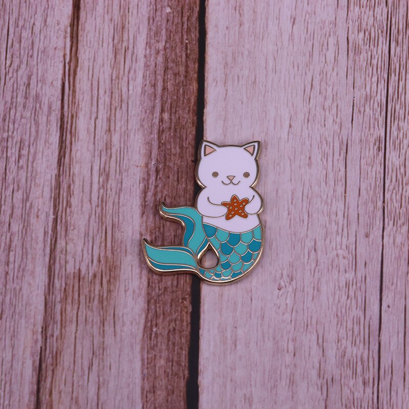 Cute fantasy mermaid cat badge