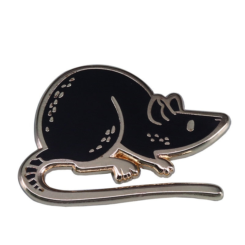 Black mouse brooch cute pet badge fun shirt jacket accessories