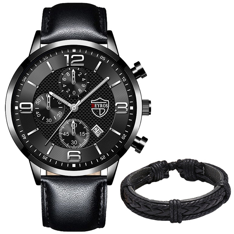 Fashion Brand Men's Watches Luxury Men Leather Quartz WristWatch  Leather Bracelet Watch Sports Casual Male Luminous Clock