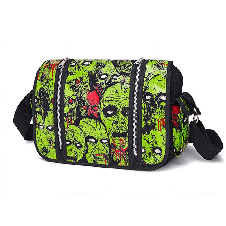 Outdoors Travelling Bag Reflective Human Skeleton Head Noctilucent Women Canvas