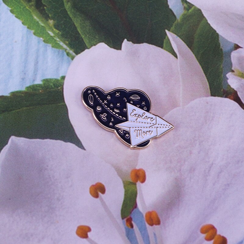 Paper Plane-Explore more space galaxy brooch travel adventure style badge
