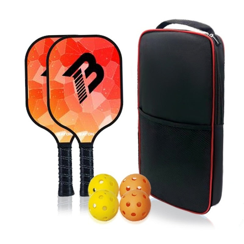 2 Pickle Rackets 4 Balls 1 Bag Cricket Carbon Fiber Polymer Honeycomb Center Cushioning Grip About 1.2KG Outdoor Sporting Goods