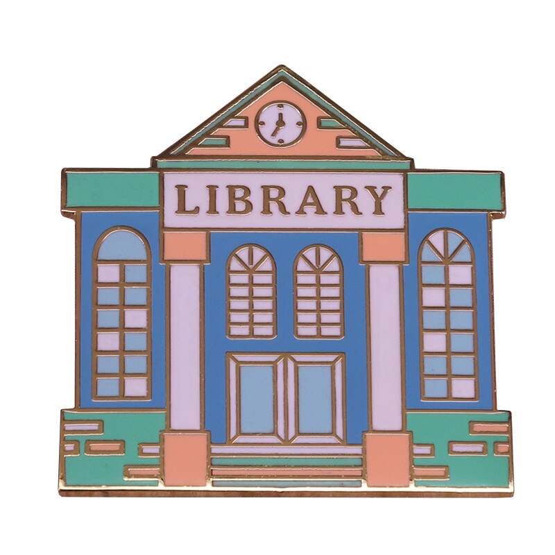 Library brooch reading literature badge
