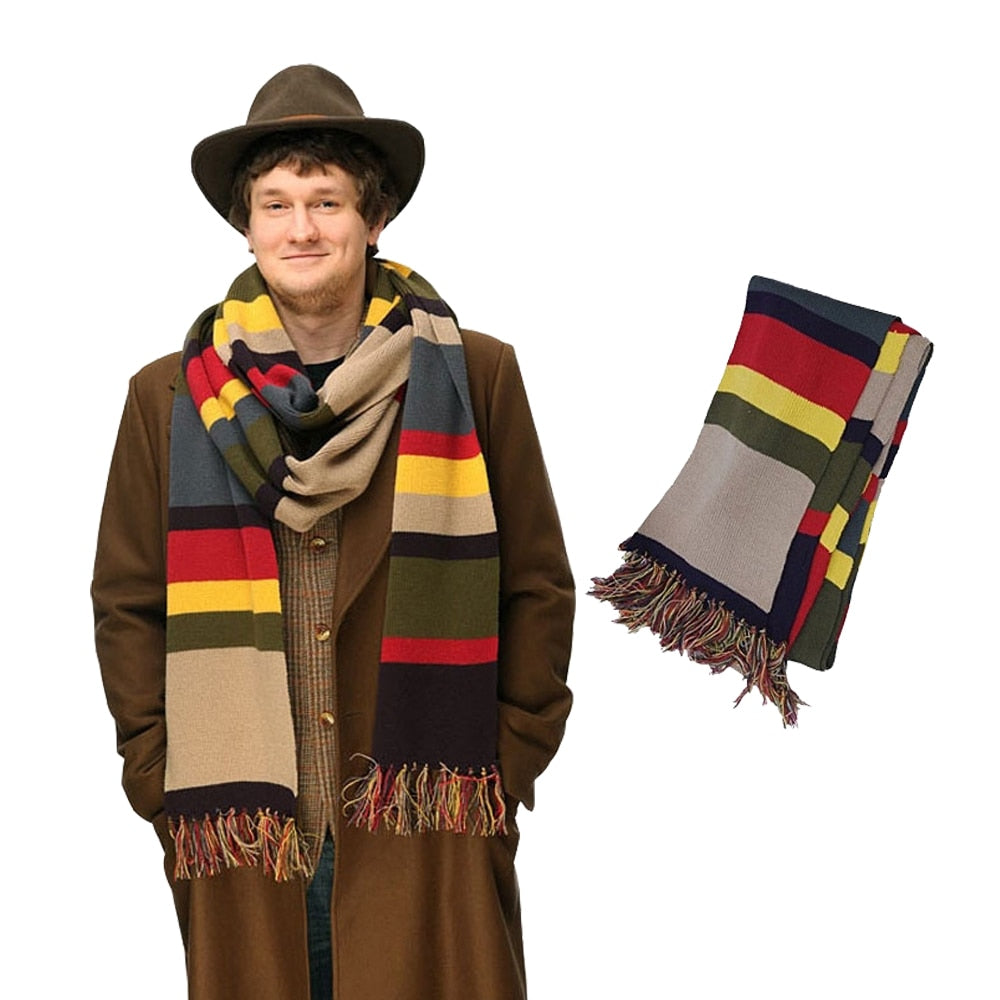 TV Dr Doctor Who Scarf Delxue Stripes Tom Baker Scarf Winter Warm Super Long 143*9 Inch Shawl Cosplay Costume Gift Size 365*23cm