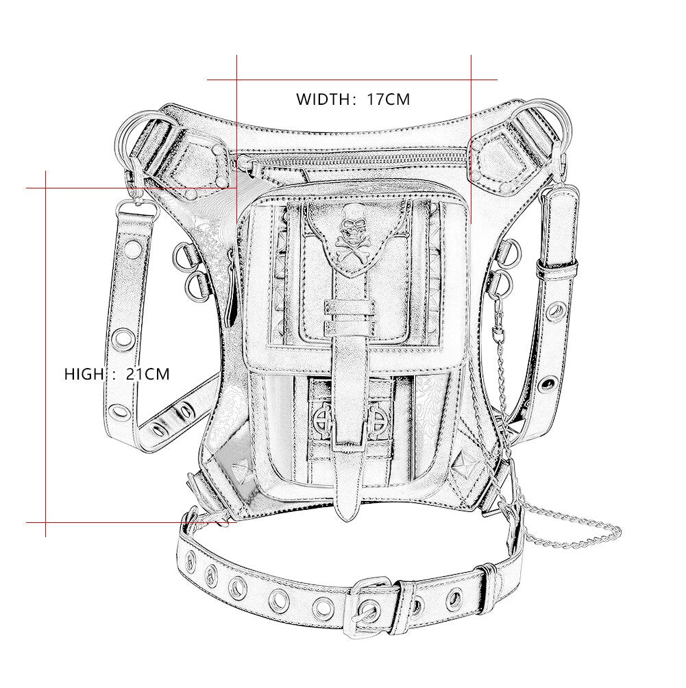 Ladies Pockets Punk Waistbag Messenger Bag Retro Mujer Women Hiking Waist Bag Male High Quality Leather Travel Leg Crossbody Bag