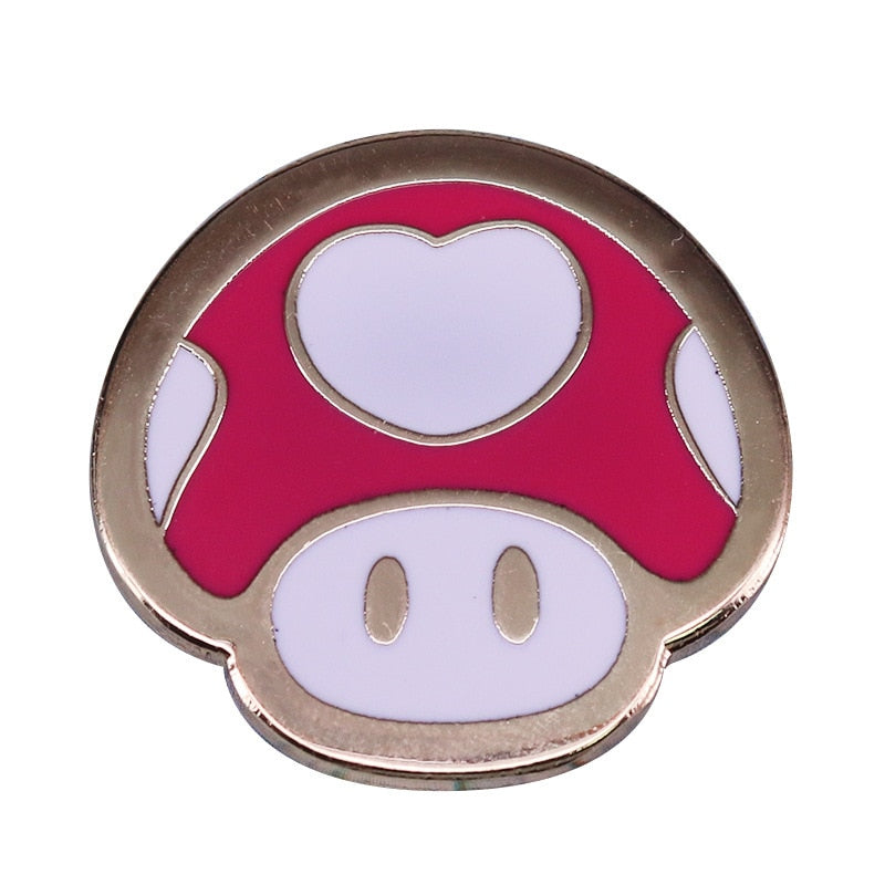 Beautiful heart-shaped mushroom brooch cute princess peach badge