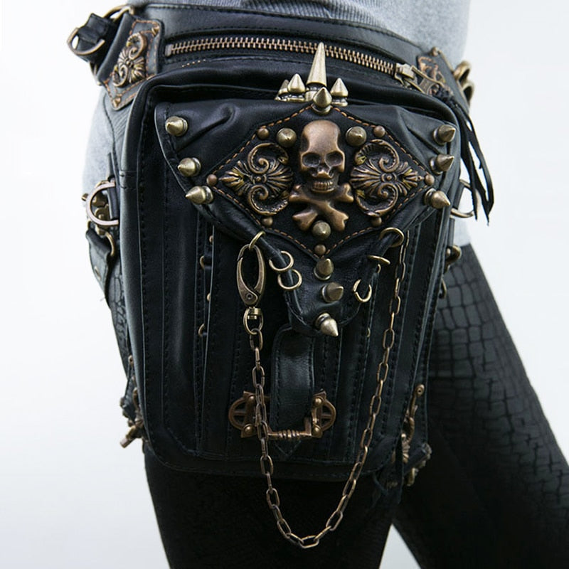 Steam Punk Bag Retro Rock Gothic Waist Bags Packs Style for Women Goth Shoulder