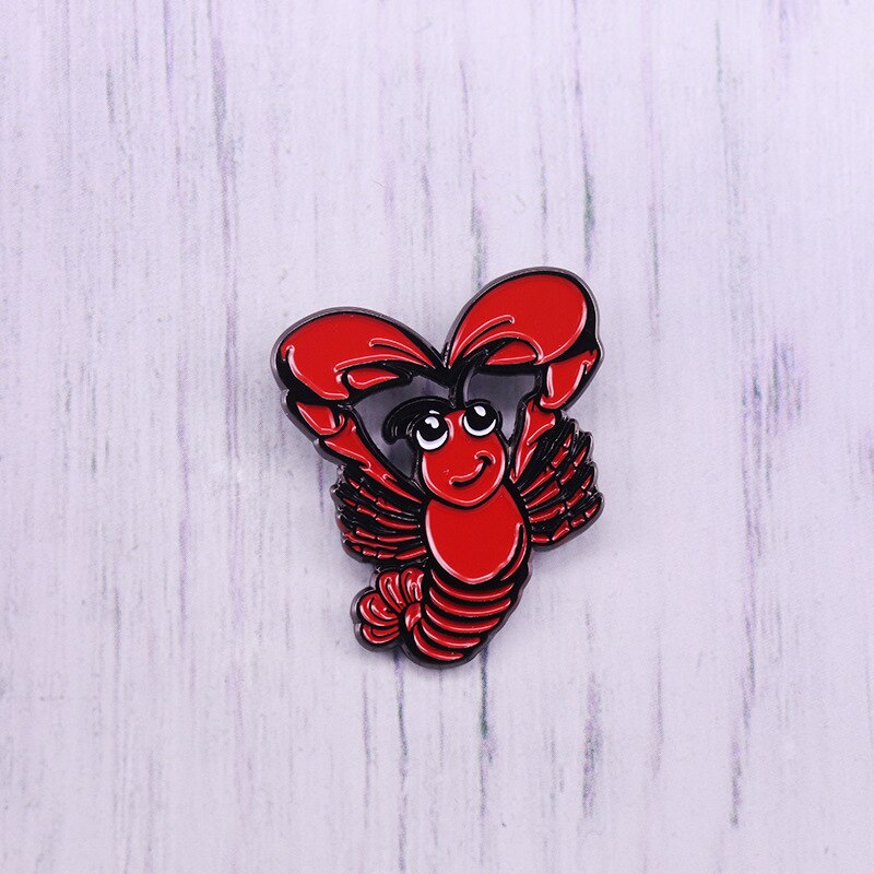 Cute red lobster brooch crustacean badge