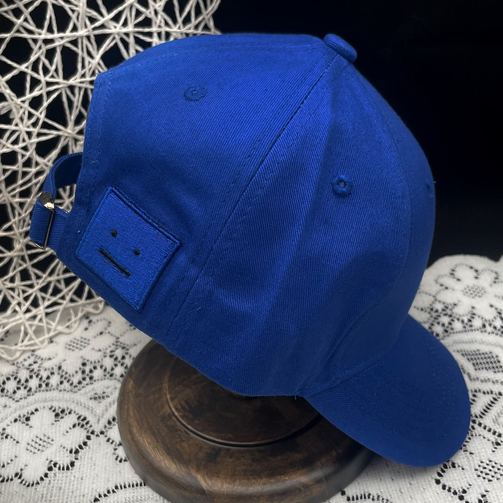 AC Studio Unisex Solid Color Smiley Baseball Cap Breathable Cotton Snapback Sun