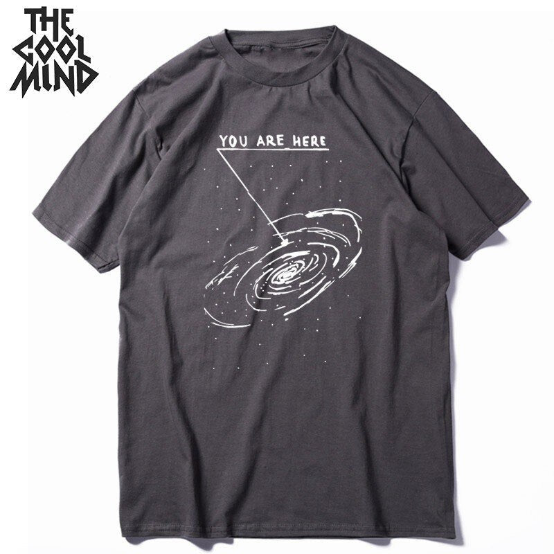 COOLMIND 100% cotton  summer loose men Tshirt cool oversized men t shirt o-neck space funny t-shirt male tee shirts