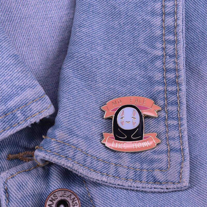 Cute faceless male brooch cartoon anime character badge