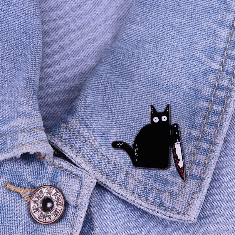 Killer Cat Brooch Horror Animal Badge Halloween Cartoon Accessories