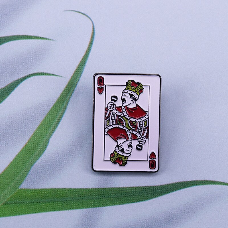 Playing Card Brooch Queen Freddie Mercury Badge