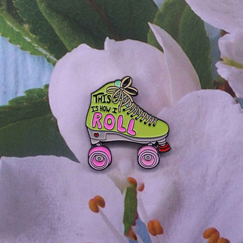 Retro skates brooch movie science fiction movie crazy roller skating inspiration badge