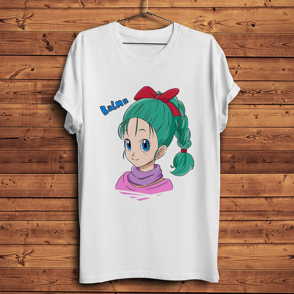 DBZ kawaii bulma funny anime tshirt men new White short sleeve homme casual t shirt unisex Japan manga dragon streetwear