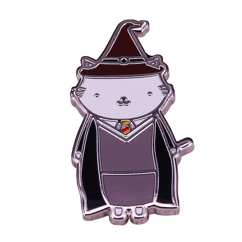 Cute Wizard Cat Brooch Magic Robe Badge