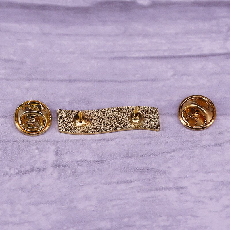 Feminism AF Brooch Purple Background Gold Letter Logo Badge