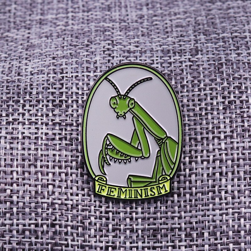 Feminist Praying Mantis Brooch Cute Animal Badge