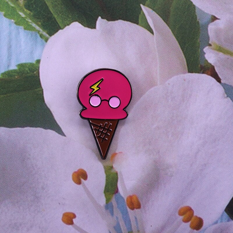 Cute ice cream brooch summer dessert gourmet badge