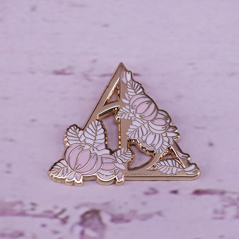 Beautiful Flower Deathly Hallows Brooch Magic Witchcraft Badge