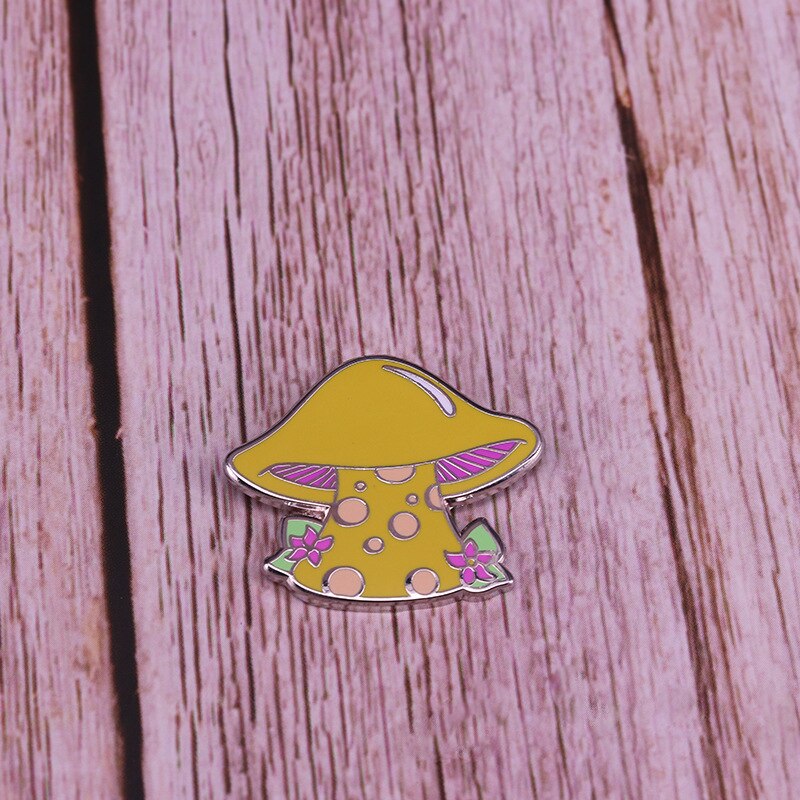 Cute Yellow mushroom brooch cartoon plant badge nature lover accessory