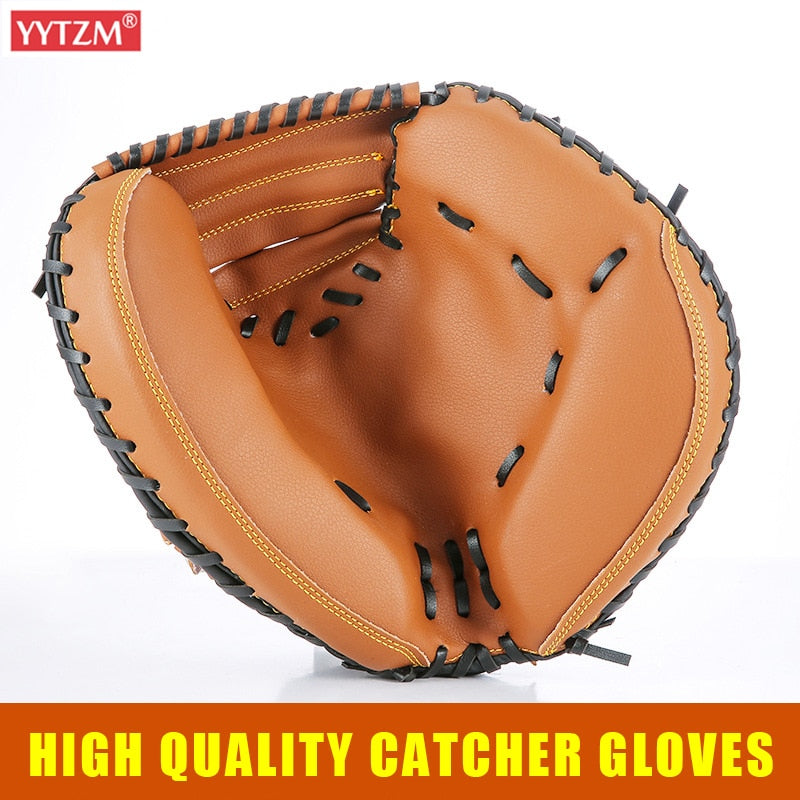 12.5'' Baseball Catcher Gloves thick PVC Imitation Cow Leather Gamer Glove Adult Catch Guantes de beisbol Self Defense Weapon