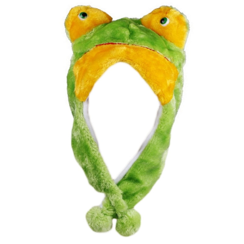 Adult Kids Winter Cute Plush Animal Character Beanie Hat with Pom Pom Ends Long
