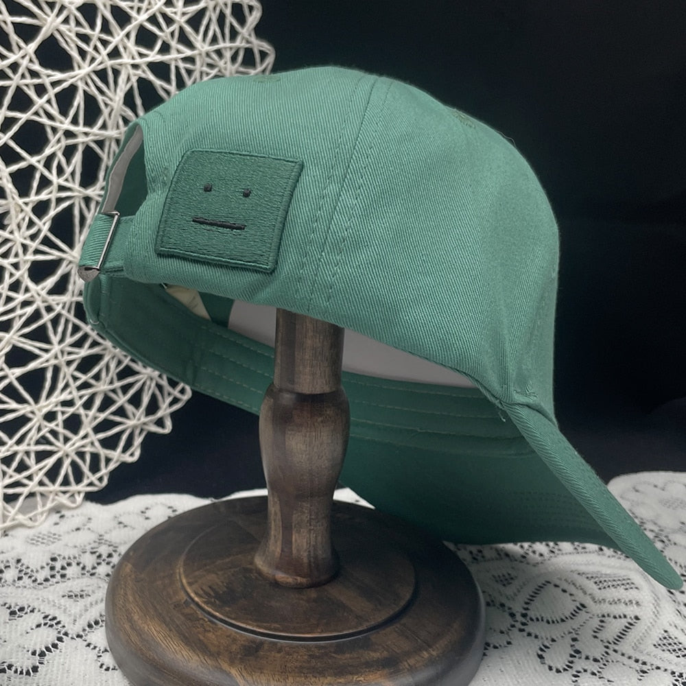 AC Studio Unisex Solid Color Smiley Baseball Cap Breathable Cotton Snapback Sun
