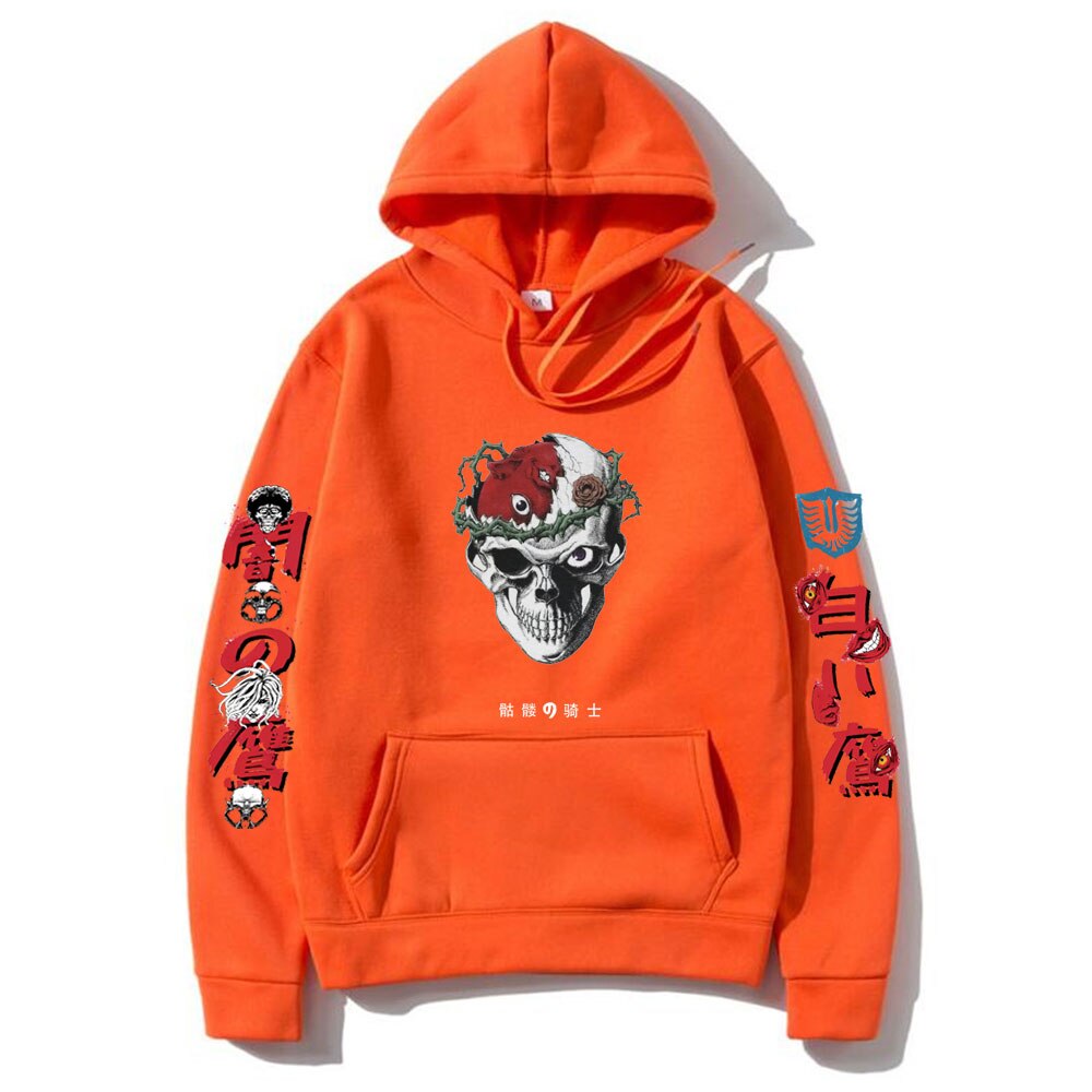 Anime Berserk Skeleton Knight Hoodie Men Women Harajuku Manga Print Hoodies Fleece Cotton Sweatshirt Casual Streetwear Pullover