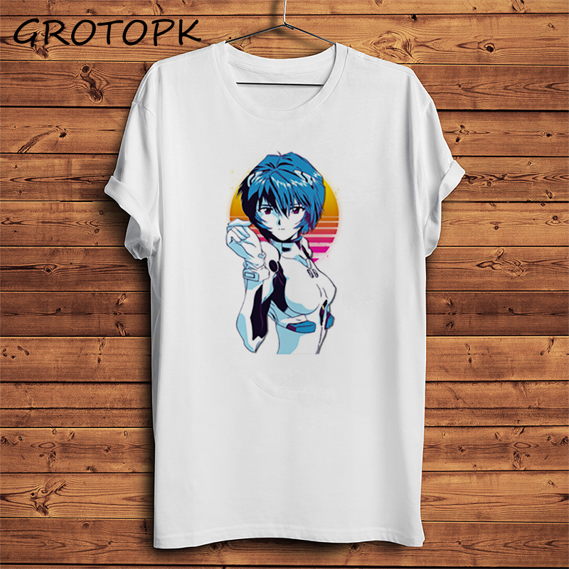 JAPAN anime Rei Ayanami Evangelion funny t shirt men new White casual short sleeve tshirt homme manga unisex streetwear t-shirt