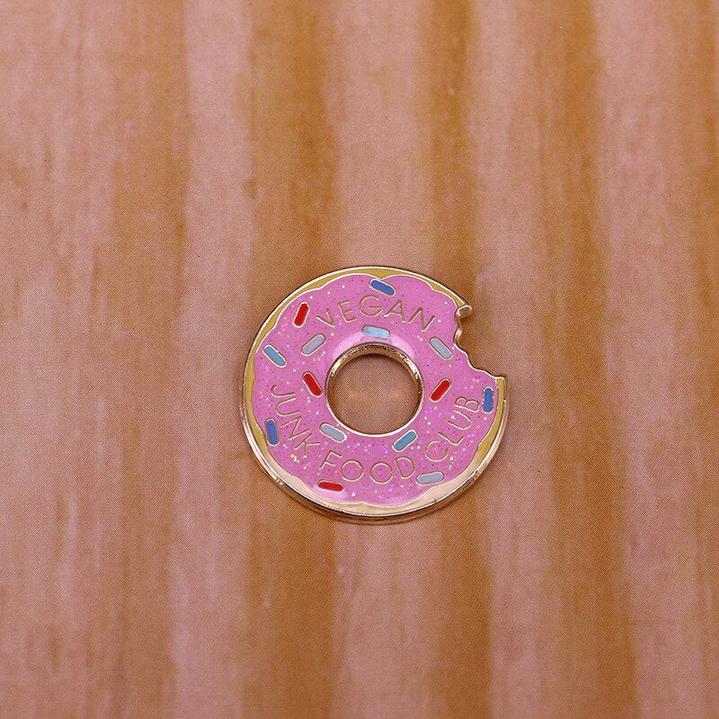 Flash Pink doughnut Brooch Vegetarian Club Badge sweetheart accessories