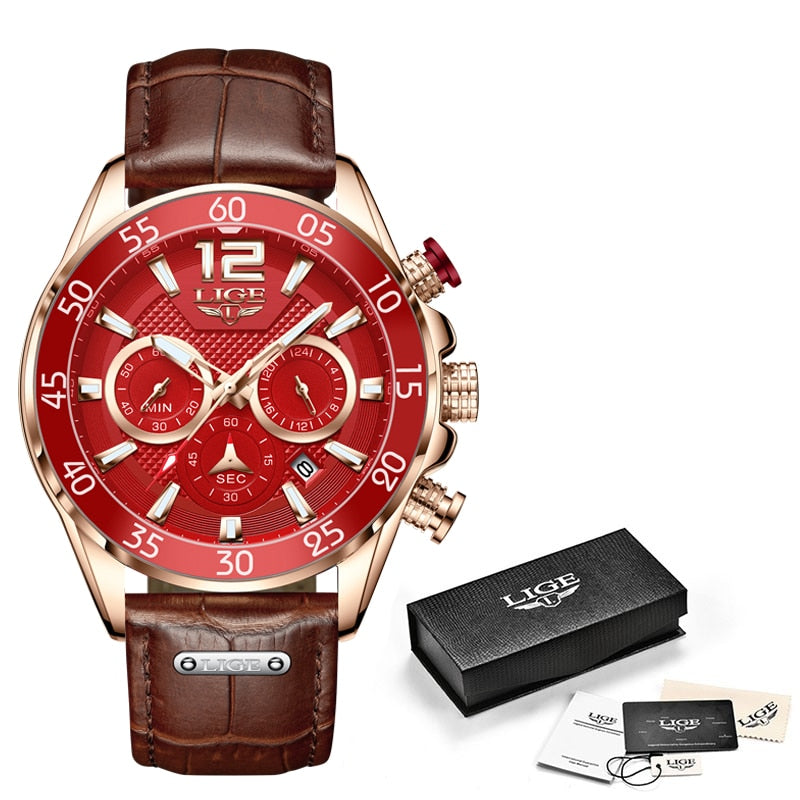 2022 LIGE Fashion Men Watches Sport Quartz Watch Man Brand Luxury Wristwatches Chronograph Waterproof Casual Clock Montre Homme