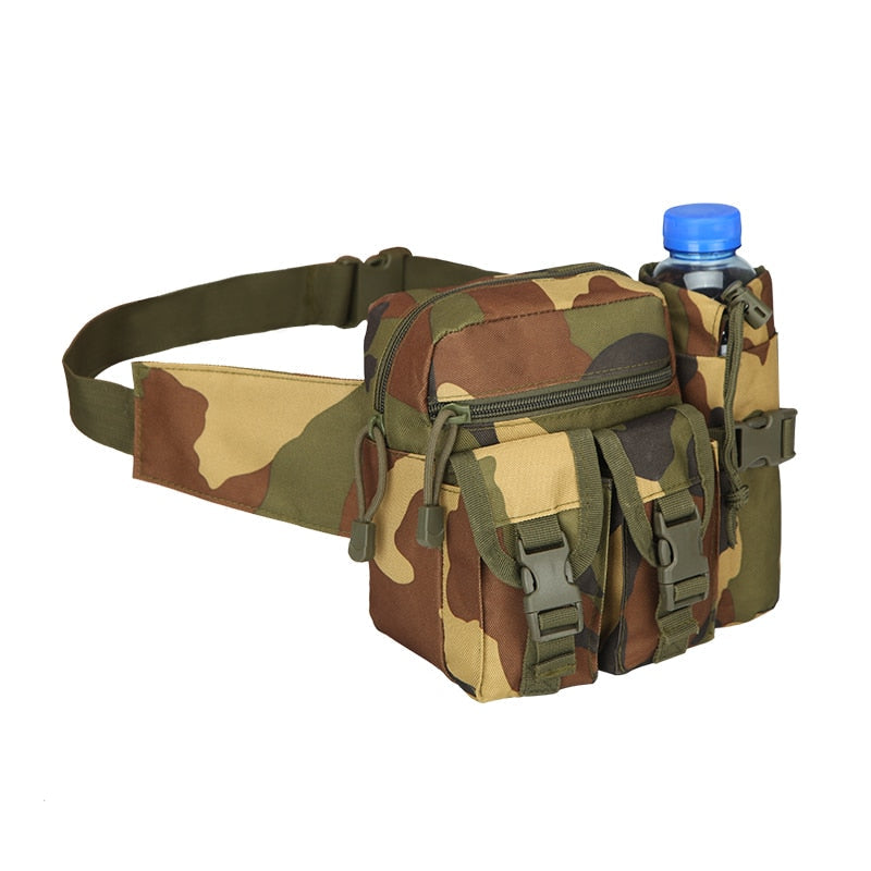 New Camouflage Tactical Multi-purpose Kettle Waist Bag Sports Water Bottle Pocket Canvas Unisex Fanny Hip Purse Travel Running