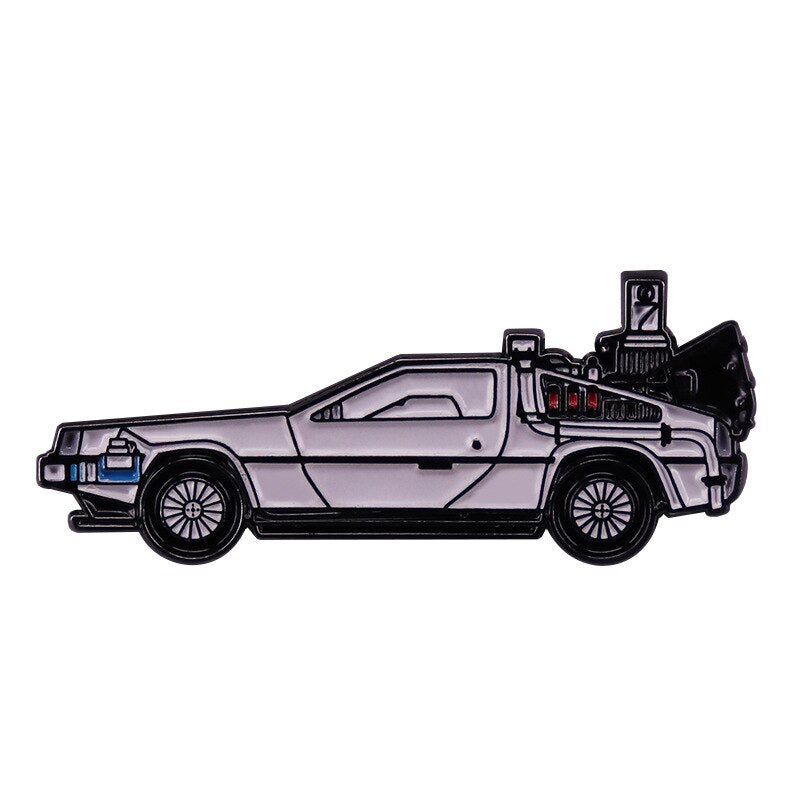 Back to the Future DeLorean DMC-12 Brooch Time Machine Badge 80s Movie Pin
