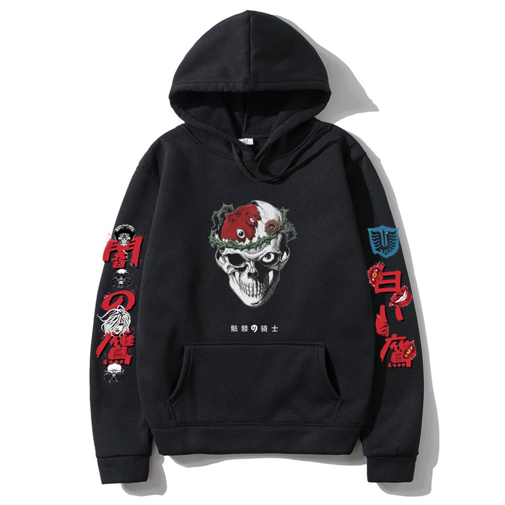Anime Berserk Skeleton Knight Hoodie Men Women Harajuku Manga Print Hoodies Fleece Cotton Sweatshirt Casual Streetwear Pullover