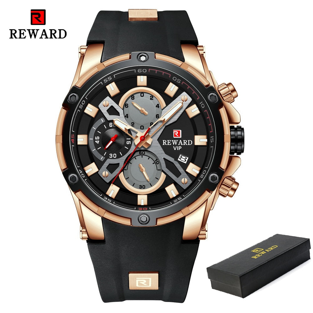 2022 New REWARD Mens Watches Blue Waterproof Top Brand Luxury Chronograph Sport Watch Quartz Men Wristwatch Relogio Masculino