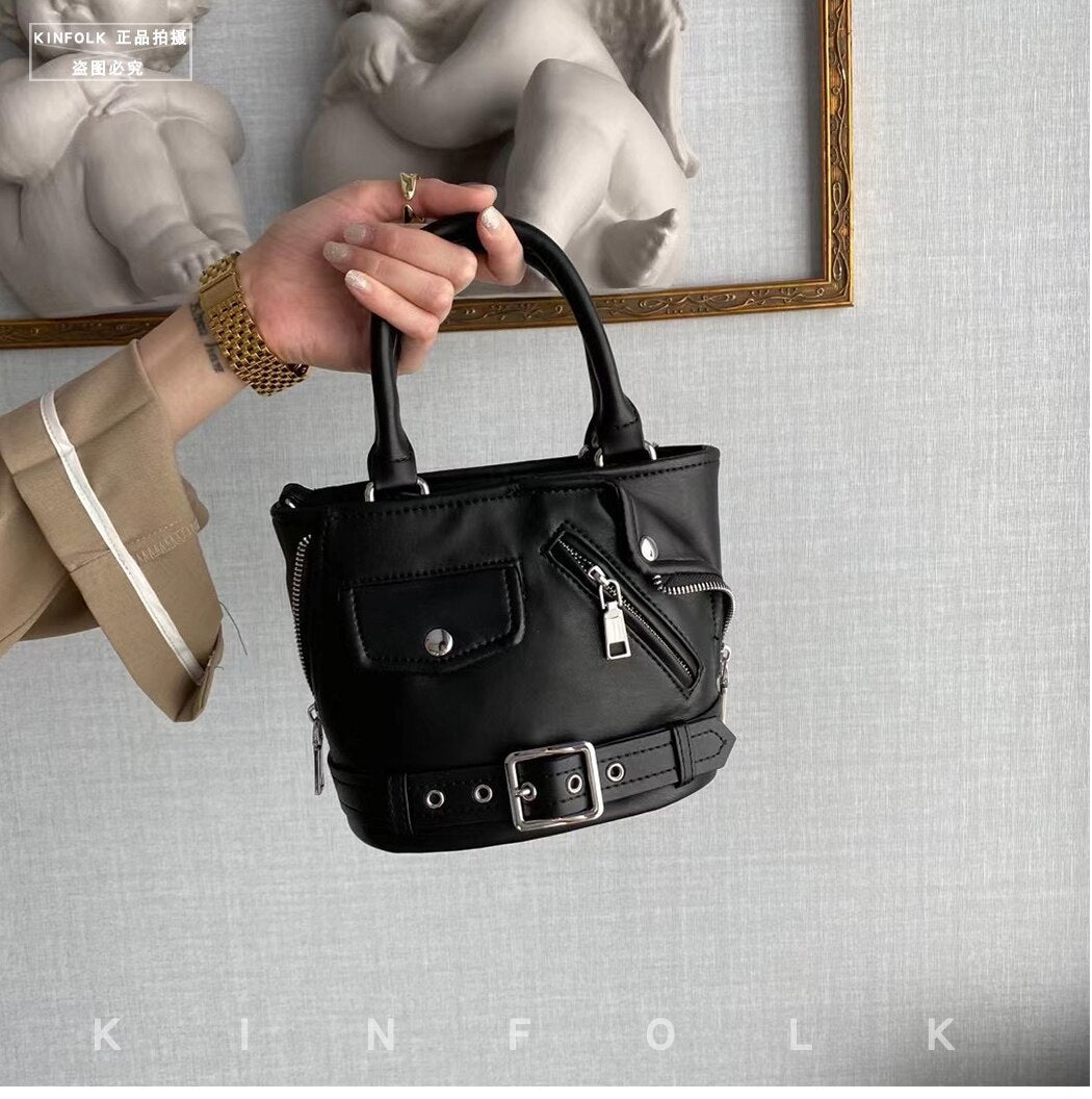 Fashion Women Shoulder Bags Steampunk Cool Stylish Handbag PU Leather Bucket Totes Female Jacket Clothes Shape Messenger Bags