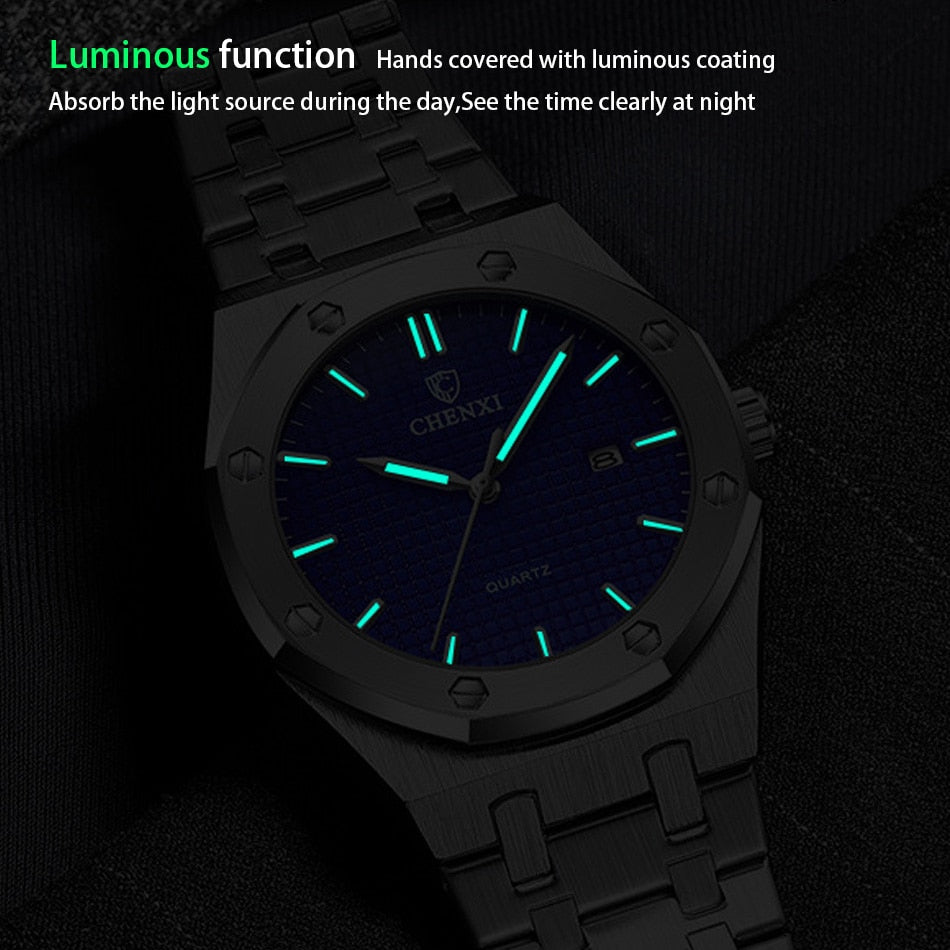 Fashion Casual Men's Watches Big Dial Silver Stainless Steel Automatic Calendar Male Wristwatch Minimalism Watch for Men Gift