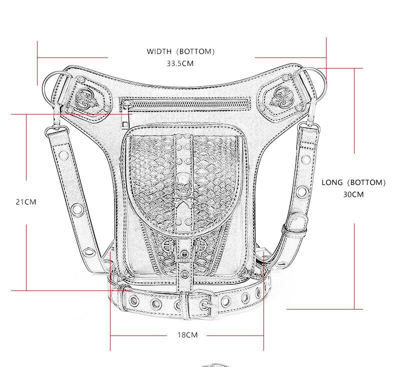 New Ladies Steampunk Waistbag Messenger Bag Retro Mujer Femme Women Hiking Waist Bag Male High Quality PU Leather Travel Leg Bag