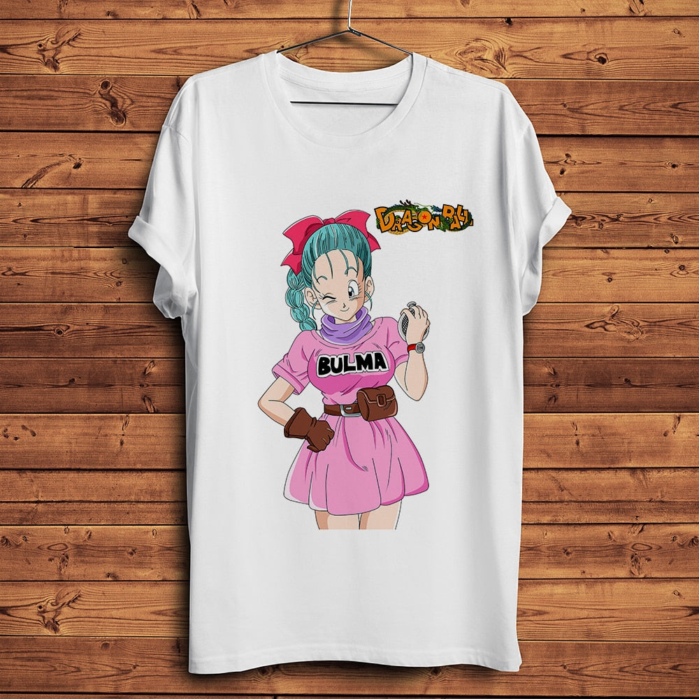 DBZ kawaii bulma funny anime tshirt men new White short sleeve homme casual t shirt unisex Japan manga dragon streetwear