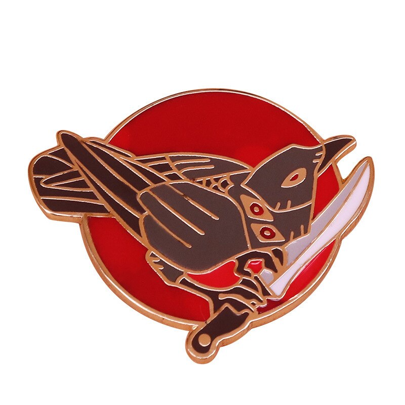 Crow brooch on knife aggression operation badge