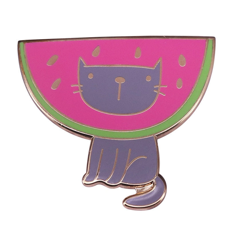 Cute watermelon cat brooch cartoon animal badge children accessories