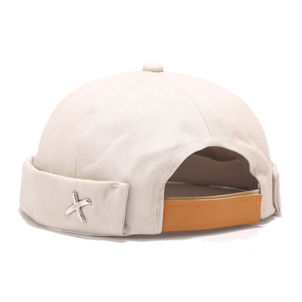 Men Women Retro Dome Melon Brimless Beanie Cap Unisex Skullcap Sailor Cotton Mechanic Trendy Color Elastic Panels Docker Hat